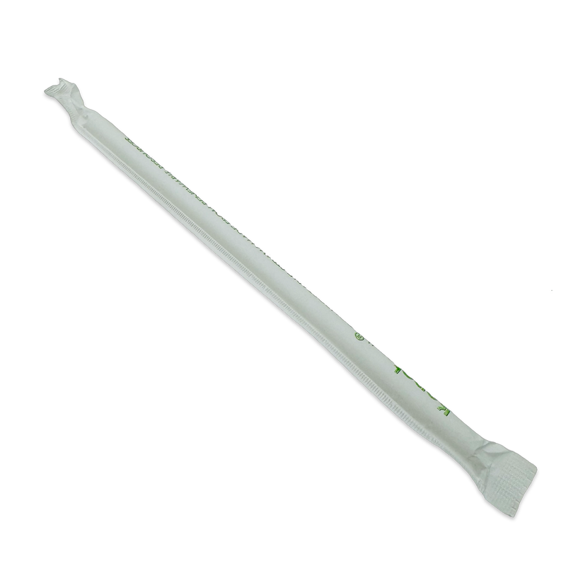 PLA Straw 7.75" Clear Paper Wrapped KE-C9240